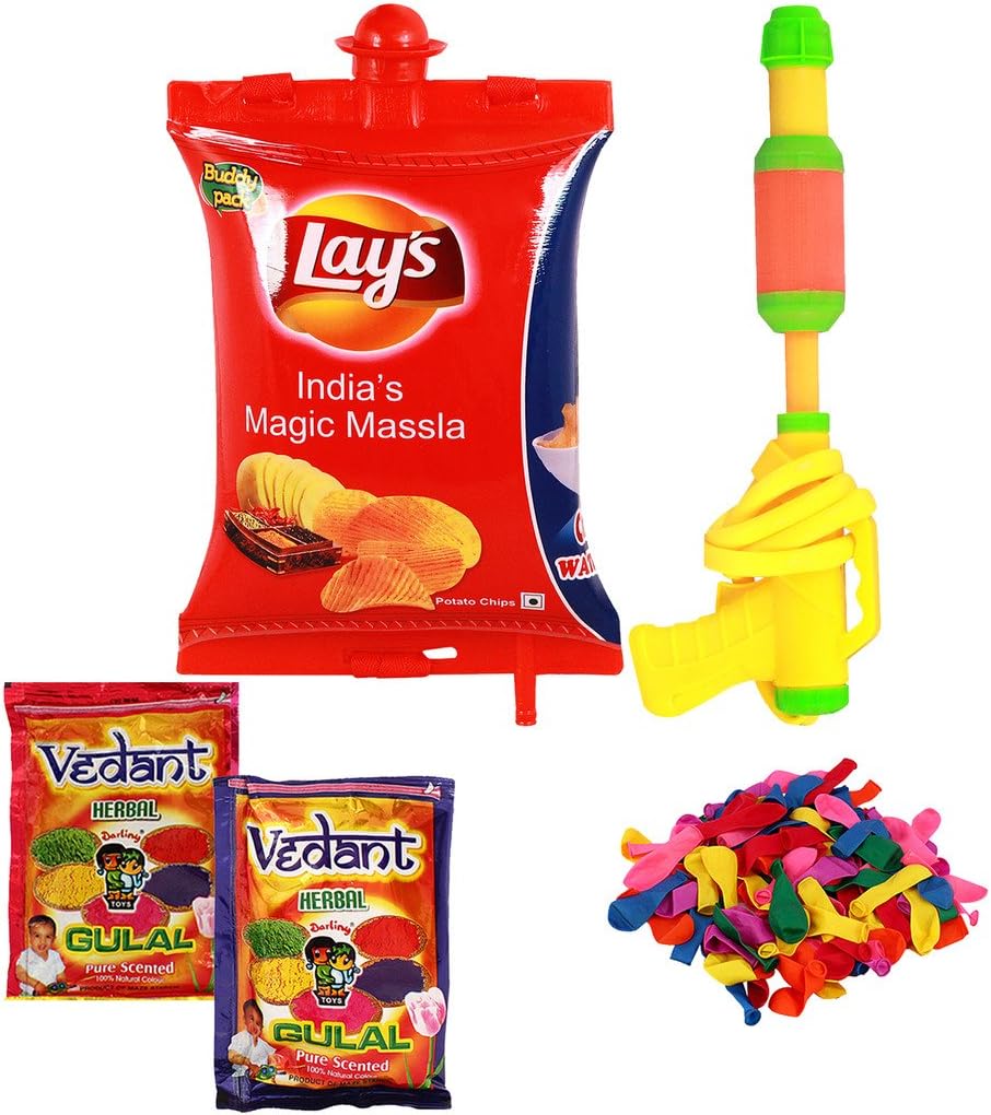 DealBindaas Water Pichkari Holi Chips Design | Pressure Toy |Holi Festival | Squirter | Back Pack Tank
