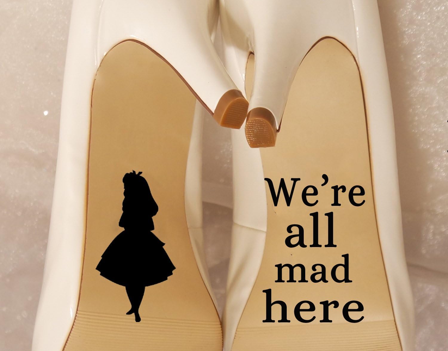 Kreative Decals Alice in Wonderland quote We're all mad here vinyl shoe decal (2x4, Pink)