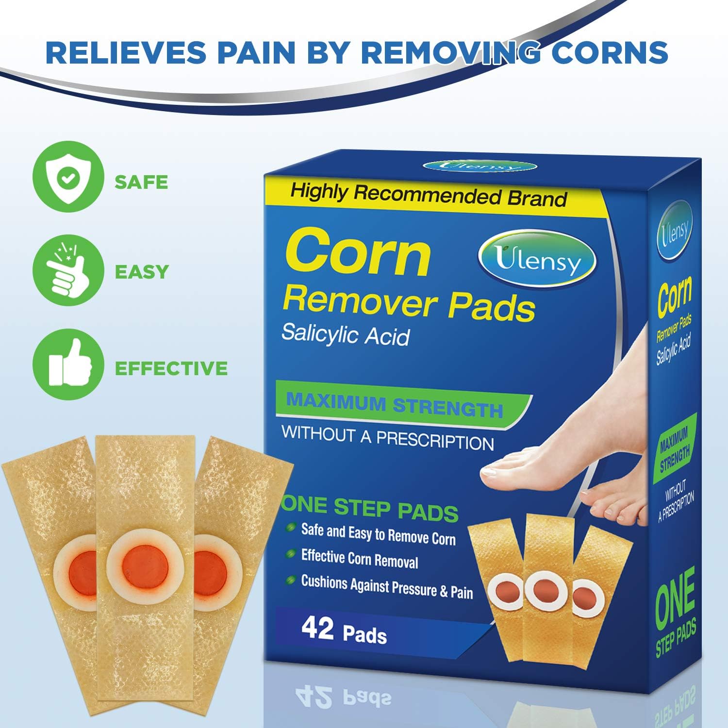 Corn Remover, 42 Corn Remover Pads, High Efficacy Corn Treatment Pads, Toe and Callus Corn Removal, Best Corn Remover Pads for Foot Corn Removal, 42 Pads: Health & Personal Care