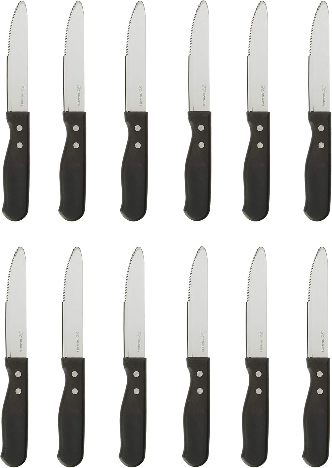 Thunder Group 12-Pack Blade Round Tip Jumbo Knife with Plastic Handle, 5-Inch