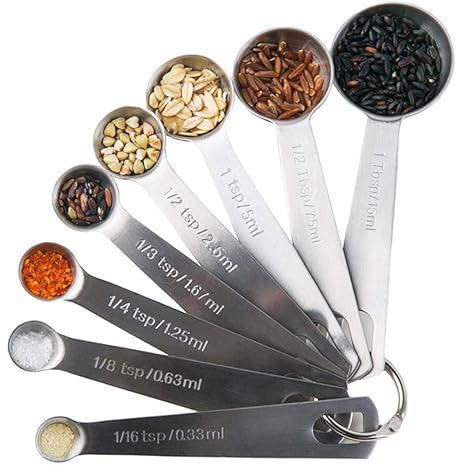 Evoio 188 Stainless Steel Metal Measuring Spoons With 18 13 And 116 Teaspoon 12 Tablespoon Metric And Us Measurements The Complete Set For