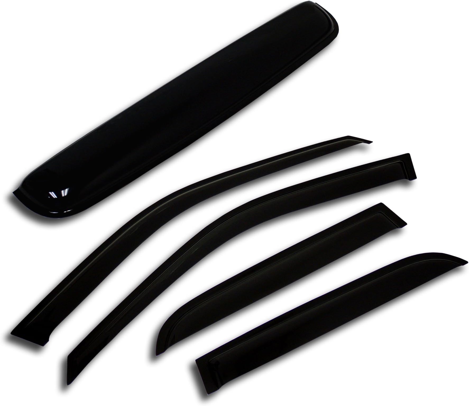 Car Rain Guard & Sunroof | Outside Mount Window Visor Side Deflectors | Waterproof Sunroof Cover Rain Shields Compatible with 2002-2006 BMW 745i 750i | 5 Pcs Set, WSV-495, Dark Smoke