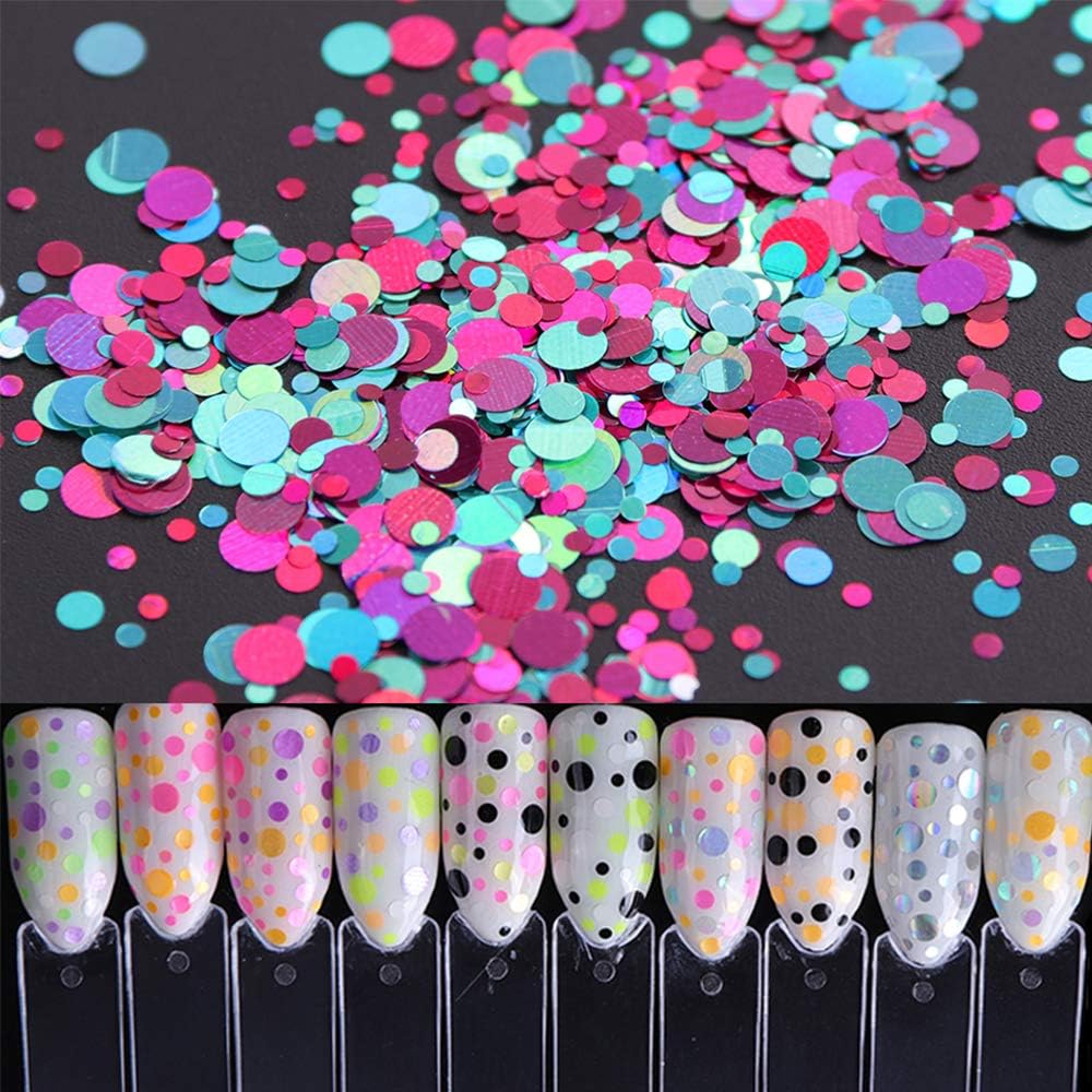 36 Color Nail Sequins, Kalolary Nail Art Flake Nail Glitter Paillette Mixed Round Thin Shining, 3D Nail Art Stickers Manicure Make Up DIY Decals Decoration: Arts, Crafts & Sewing