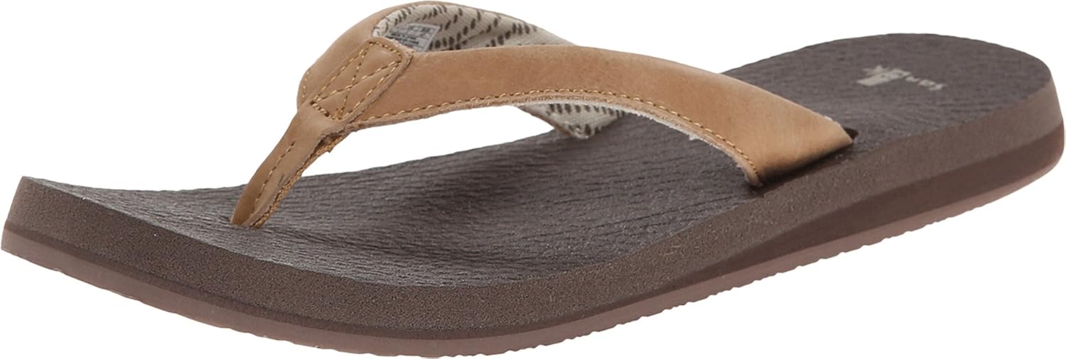 Sanuk Women's Yoga Mat Primo Flip Flop, Tan, 9 M US Flip
