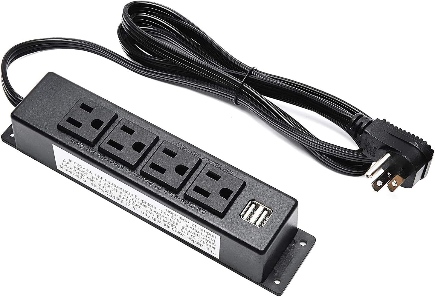 Wall Mount Power Strip with USB, 4 AC Outlet and 2 USB