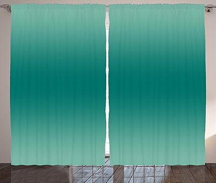 Ombre Curtains Ocean Sea Waves Inspired Light Teal Color