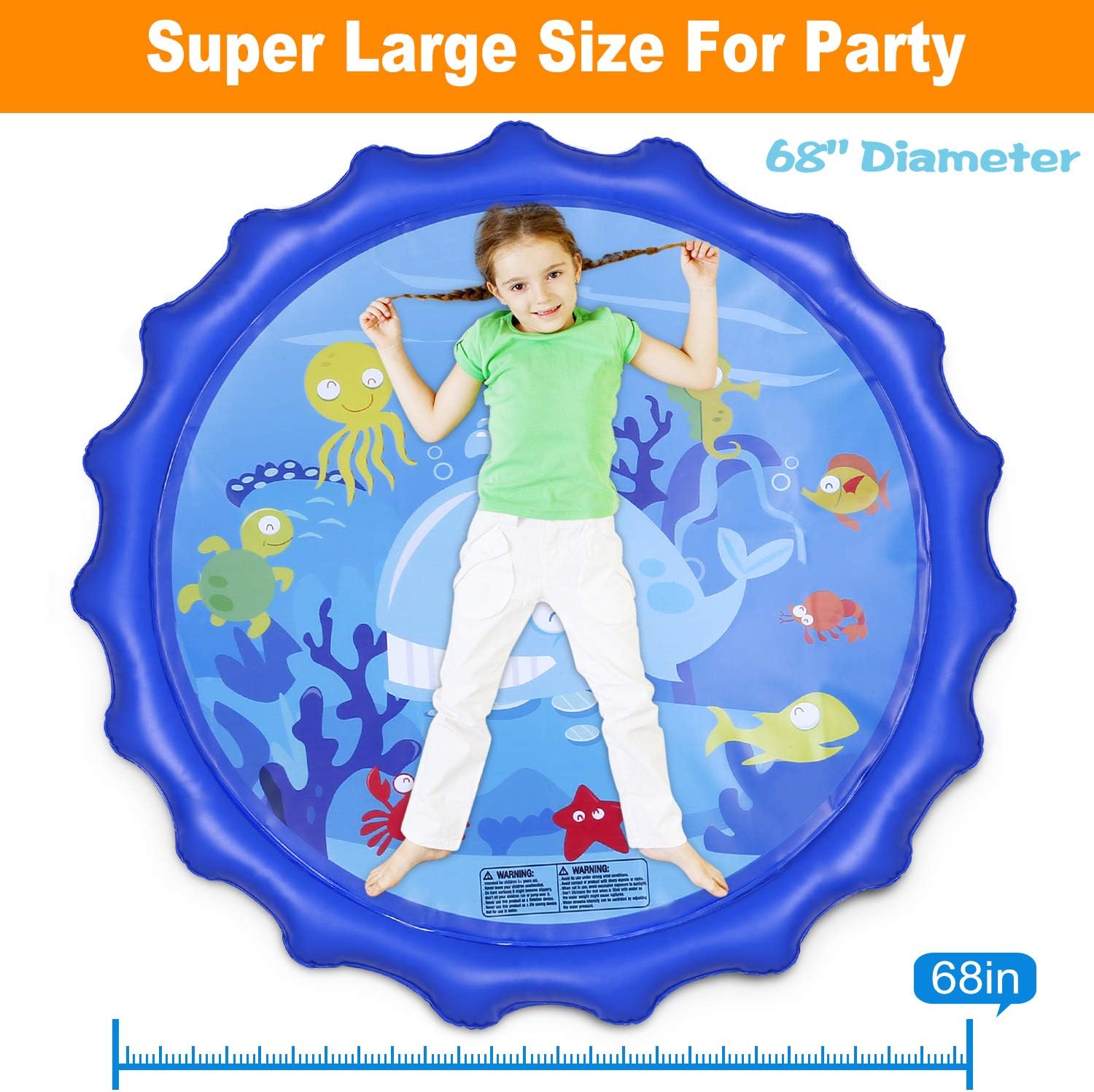 Giftinthebox Sprinkler &Splash Pad for Kids, 68" Splash Play Mat Water Toy for Toddlers , Outdoor Water Mat Toys, Baby Infant Wading Swimming Pool Party Outdoor Water Toy for Girls Boys: Toys & Games