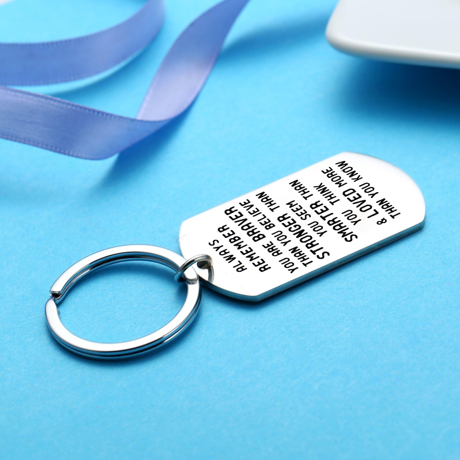 Nimteve Inspirational Keyring Gifts For Best Friends Family Women Men Key Chains Key Tag Always Remember You are Braver Stronger Smarter Pendant Keychain Christmas Gifts (Always Remember) - Image 5