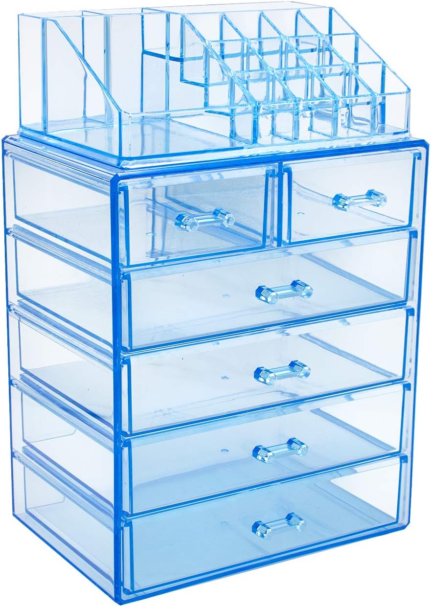 Sorbus Cosmetic Makeup and Jewelry Storage Case Display - Spacious Design - Great for Bathroom, Dresser, Vanity and Countertop (4 Large, 2 Small Drawers, Clear): Home & Kitchen
