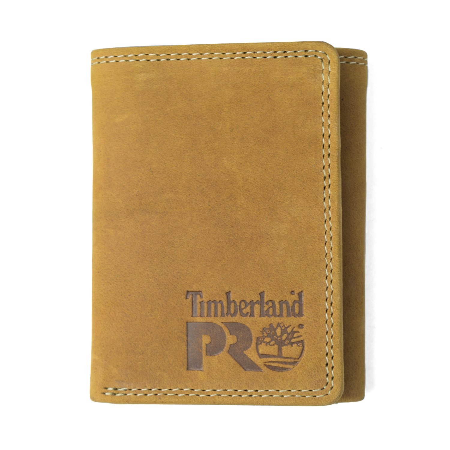 Photo 1 of Timberland PRO Men's Leather RFID Trifold Wallet with ID Window, Wheat/Pullman, One Size