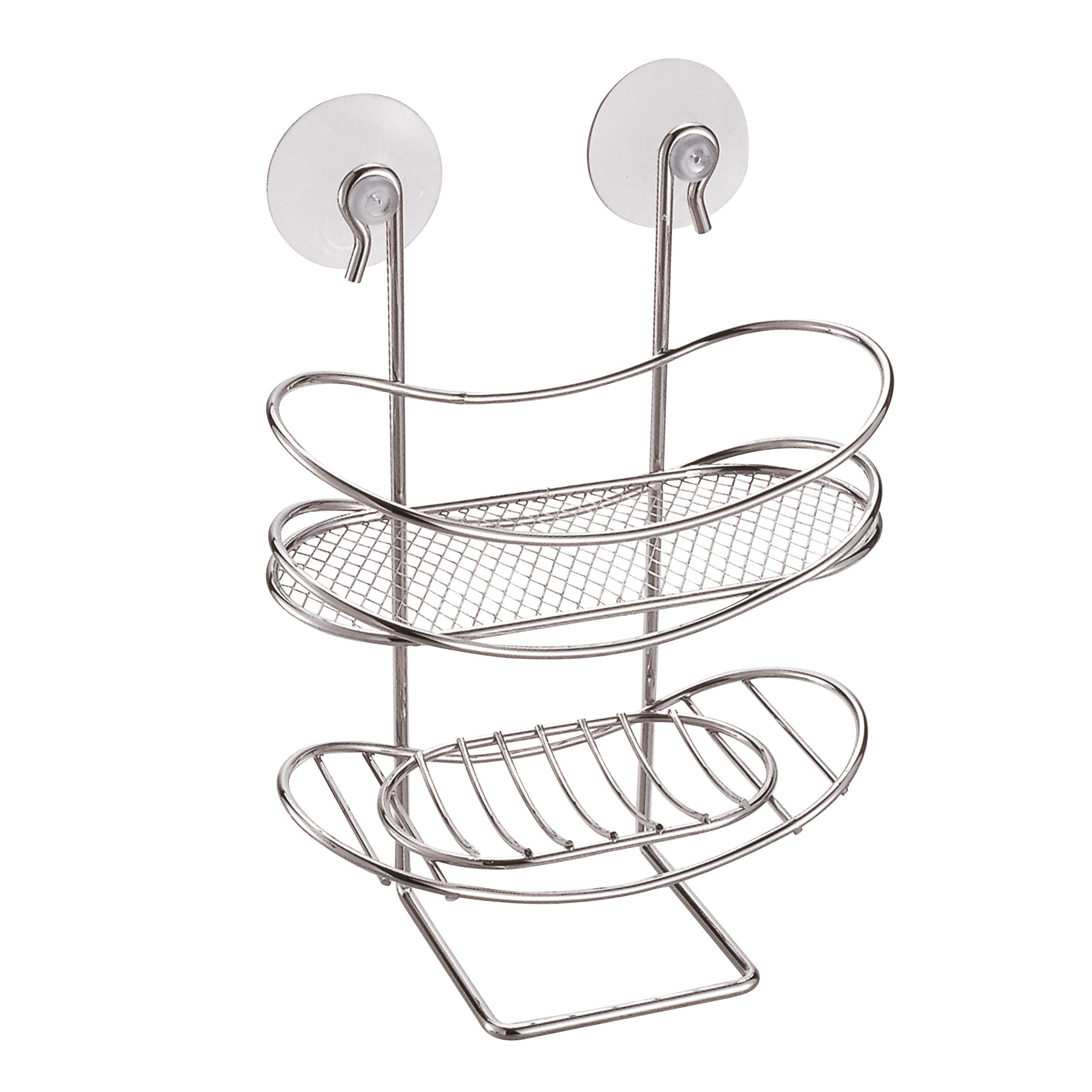 MSV Oval Shower Shelf with Soap Tray, White