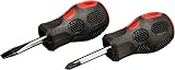 Amtech Stubby Screwdriver Set CRV Tips Magnetic PZ2 6mm Slotted Soft Grip DIY view 1