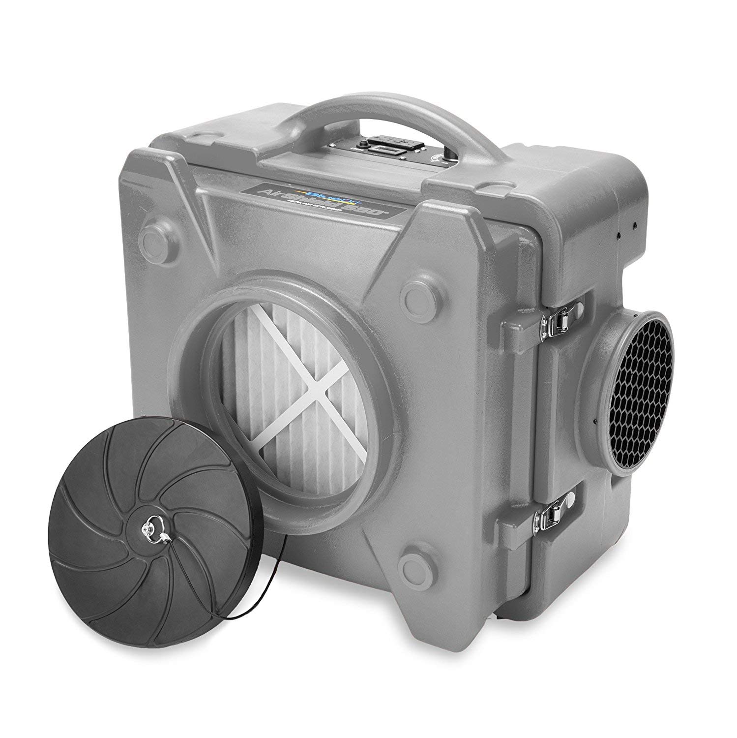 BlueDri Air Shield 550 HEPA Air Scrubber, Water Damage Restoration Equipment Air Purifier, Covers 1400 Sq. Ft, Daisy Chain Capable, For Commercial Use, Gray, BD-AS-550