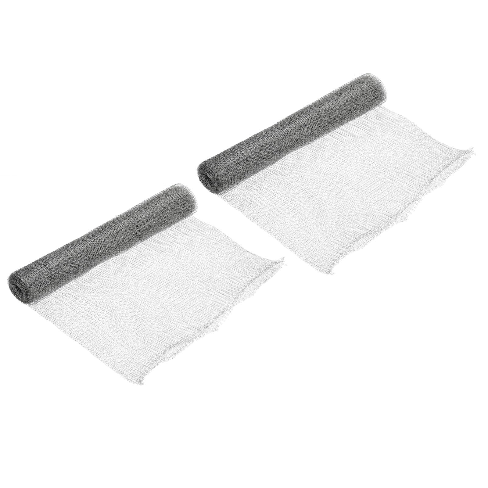 PATIKIL 12inx10ft Wire Mesh Hole Fill Fabric, 2Roll Stainless Steel Mesh Double Layer Blocker Flexible Mesh Screen for Hole Filler and Plant Protection