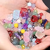 Songxi Glass Beads for Bracelets, Assorted Beads for Jewelry Making, Arts and Crafts, Decorative Hobby Artistry, Crystal, Birthday Decoration for Adult Teen Loose Colorful Container 160 G（0.35 Pound）