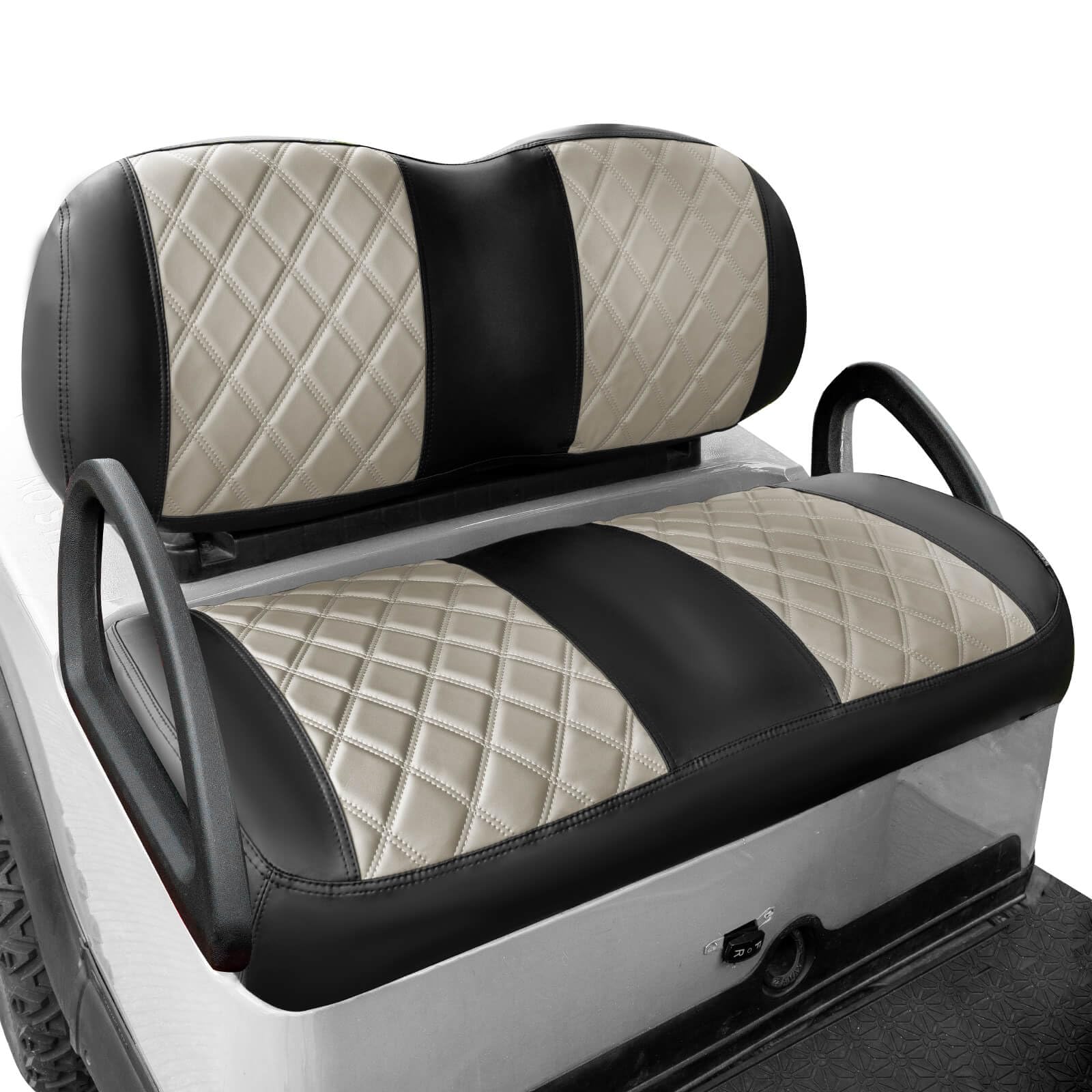 Photo 1 of NOKINS Golf Cart Seat Covers Fit Club Car Precedent/Tempo/Onward Premium Front Seat Cushion, Golf Cart Vinyl Leather Diamond Seat Covers, Soft/Scratch-Resistant/No Stapler Needed (Oyster Gray&Black)