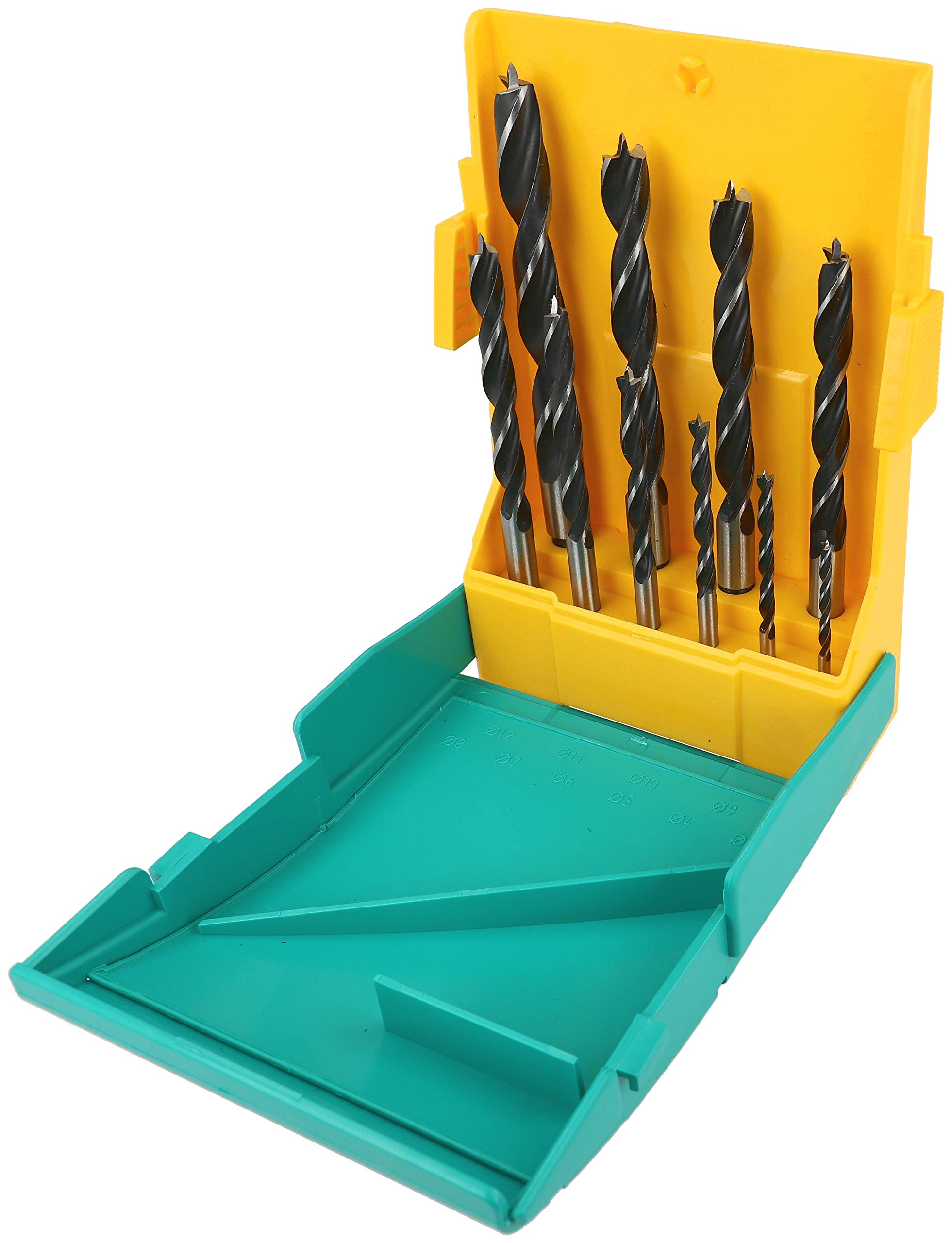 Heller Tools 333 Wood Drill Bit, Black/Silver, Ø 3/4/…/11/12 mm, Set of 10 Pieces