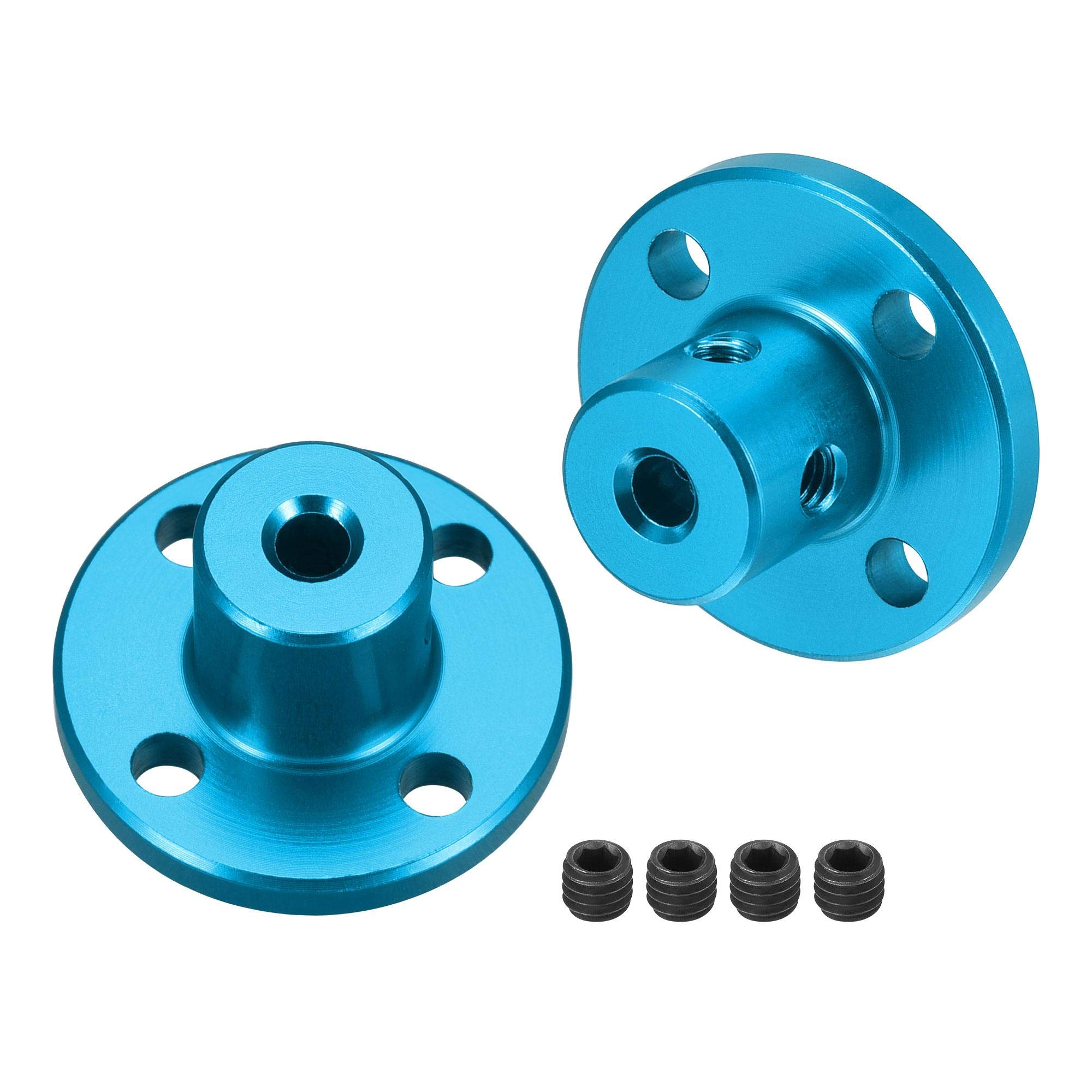 sourcing map 3mm Inner Dia H13xD10 Rigid Flange Coupling Motor Guide Shaft Coupler Motor Connector for DIY Parts Sky Blue 2pcs