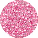 Pearl Beads,300 Pcs Craft Beads Loose Pearls 10mm Round Spacer Beads for Earring Bracelet Necklace Key Chains Jewelry DIY Craft Making,Decoration and Vase Filler (10mm, Light Pink)