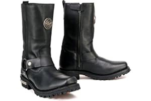 Milwaukee Leather MBL9360 Women's Black Leather 11-Inch Classic Harness Square Toe Motorcycle Boots - 7.5