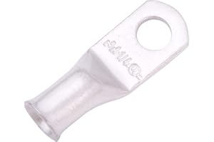 SELTERM 10pcs 4 AWG-1/4 Stud Tinned Copper Wire Lugs, Heavy Duty Battery Cable Ends,4 Guage Ring Terminals, UL Battery Lugs Marine Grade Copper Eyelets Electrical Battery Terminal Connectors