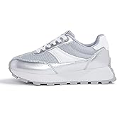 LUCKY STEP Women's Platform Retro Sneakers Classic Trainers Casual Footwear Tennis Running Chunky Lace-up Stylish Walking Shoes