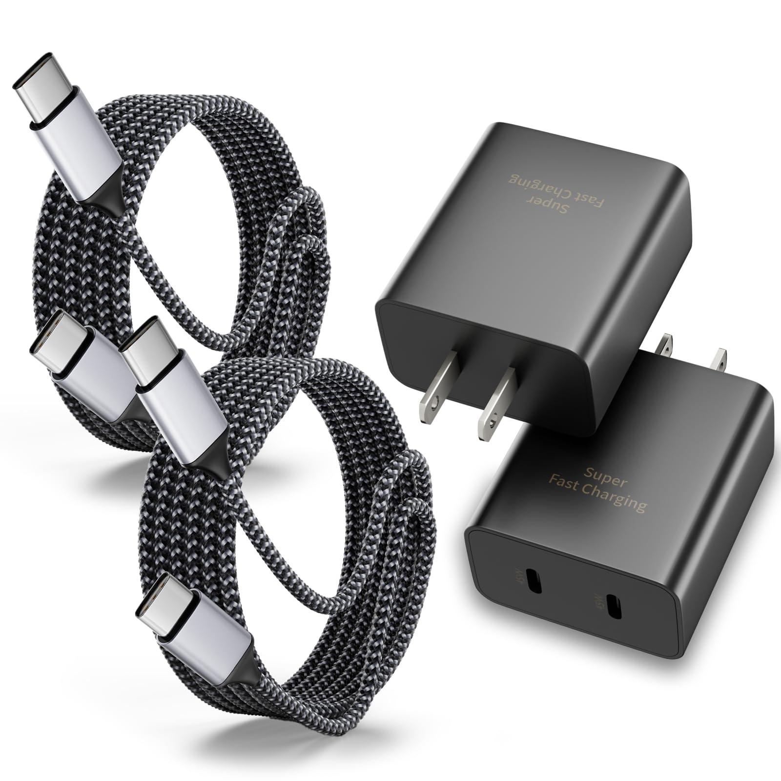 45W Charger iPhone 17 16 Pro Max,Long 6FT Dual Port Phone Charger USB C Super Fast Charge Block Fast Charging 6Foot USBC to C Nylon Braided Cable for iPhone 17/17 Air/16/16e/16 Pro/15 Pro/15 Plus/iPad