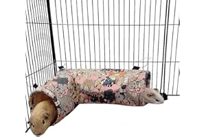 EAEDMY Guinea Pig Rat Tunnel Ferret Hammock, Small Animal Corner Tunnel & Tubes & Bed for Hedgehog Piggy Chinchilla Hideout Toys and Cage Accessories (1.Tunnel, Pink cat)