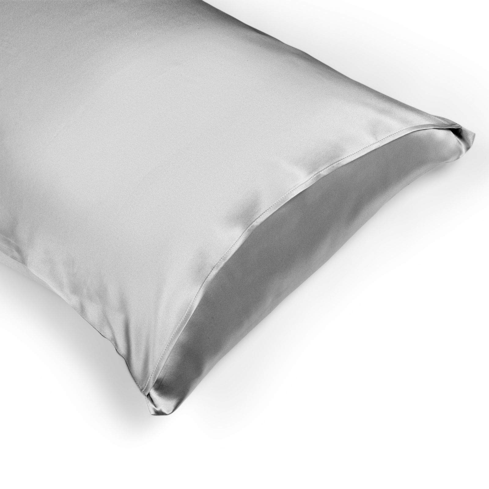 OFFTOPIC 100% Anti-frizz and Anti-Wrinkle Silk Pillowcase, 22 Momme OekoTex Certified Antibacterial, Bed Pillow Covers Perfect Gift Idea, Zip Closure 50 x 75 Grey — image 1