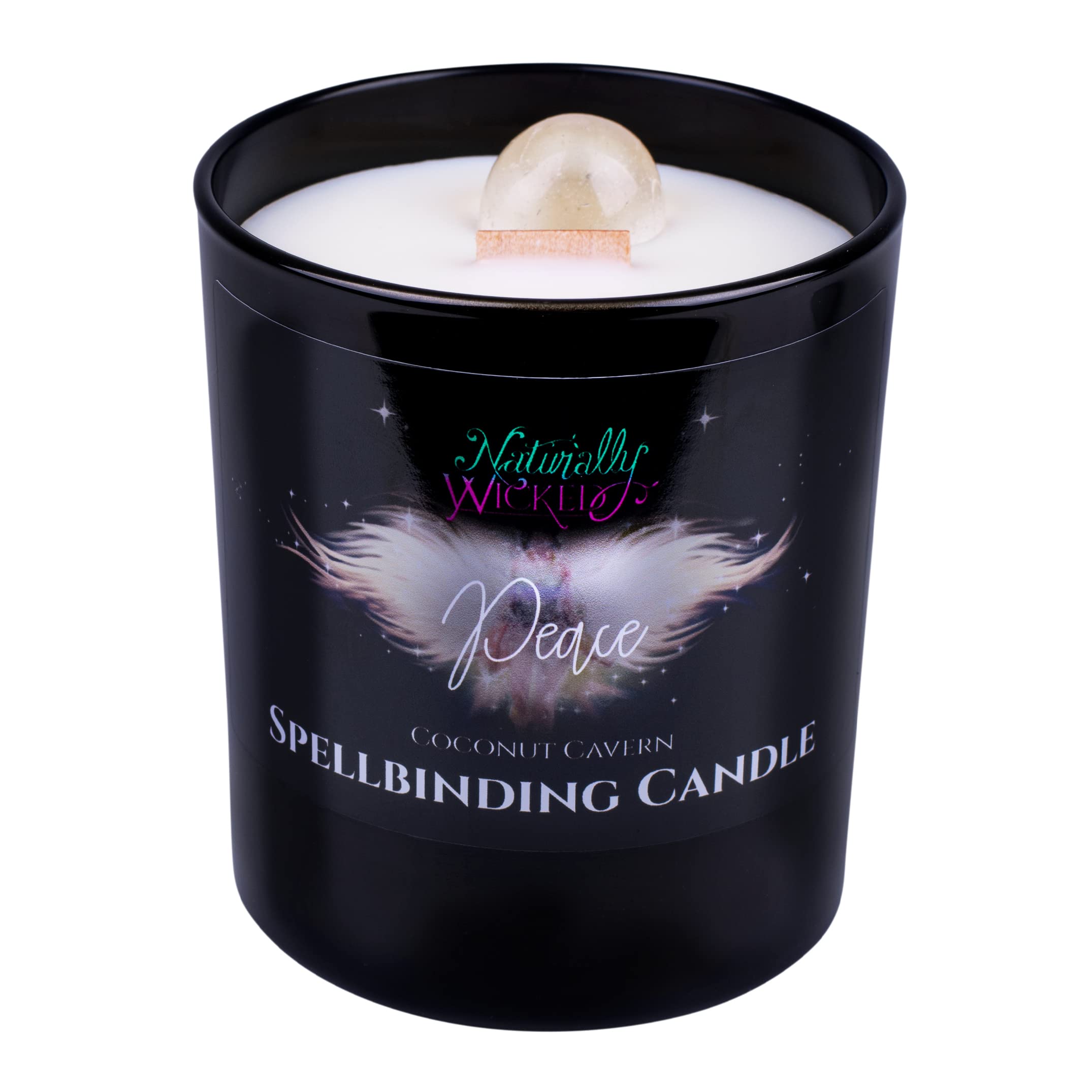 Naturally Wicked Spellbinding Peace Candle | Scented Crystal Spell Candle | Inc Unique Candle Gift Box