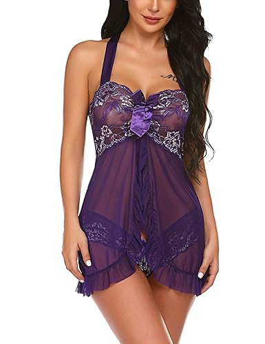 sexy black lingerie plus size Avidlove Babydoll Lingerie for Women Halter Chemise Pregnancy Lingerie Sexy  Nightwear Purple L in Kenya