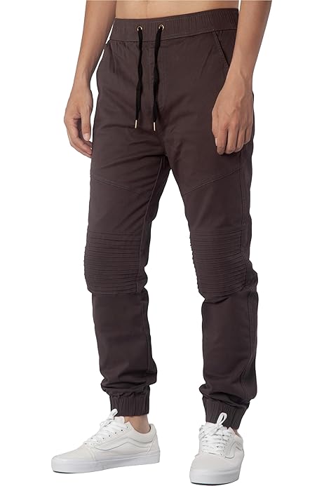 ITALYMORN Men Brown Cargo Joggers Pants with Pockets Slim FitXS 