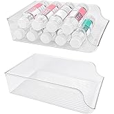 Neehows 2 Pack Water Bottle Organizer Storage for Refrigerator, Fridge Drink Organizer Plastic Water Bottle Holder Dispenser Container Bin for Freezer Pantry Cabinet Kitchen -Clear