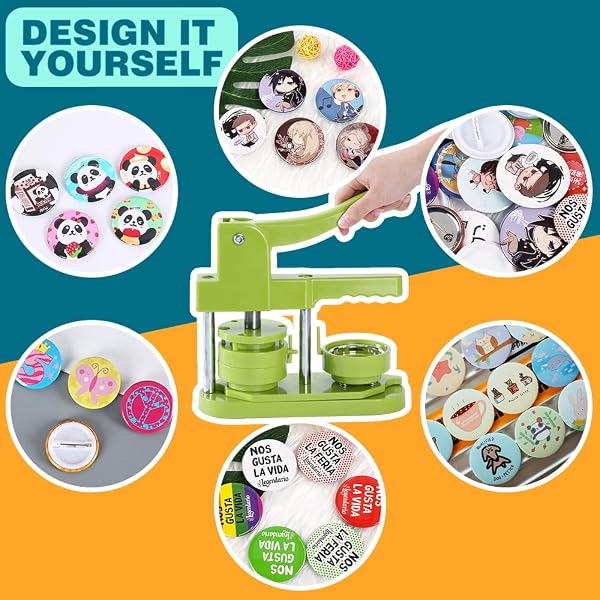 HAPPIZZA BUTTON MAKER MACHINE 58MM – (3RD GEN) INSTALLATION-FREE 58MM(2.25IN) DIY PIN BADGE BUTTON MAKER PRESS MACHINE BADGE PUNCH PRESS WITH FREE 100PCS BUTTON PARTS&PICTURES&CIRCLE CUTTER&MAGIC BOOK