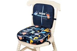 Joypony Toddler Booster Seat for Dining Table, 4 inch Booster Seat for Kitchen Chair, Booster Seat with Back and Adjustable Elasticity Straps, Portable and Washable