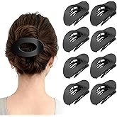 Upgraded 8 Pack French Flat Hair Clips for Women Girls, Matte Lay Flat Claw Clips, Large No-Slip Claw clips for Thick & Thin Hair, Strong Hold Styling Barrettes Accessories for Daily Styling(Black)