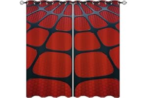 CZROUZ Superhero Blackout Curtains for Girls Boys Kids Teens Home Decor, Red Spider Web Suit Grommet Thermal Insulated Drapes Darkening Window Curtain for Bedroom Living Room, 55 x 63 Inch