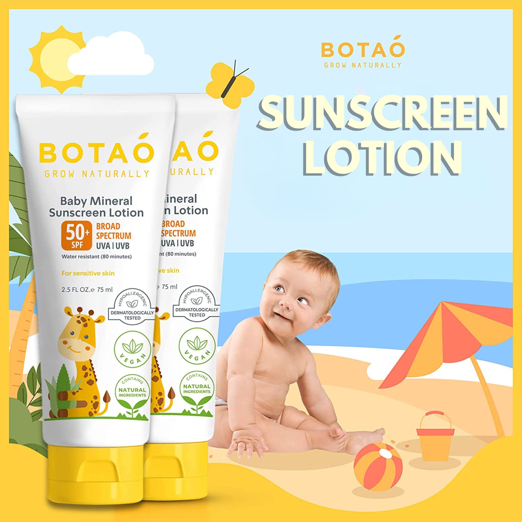 Baby Mineral Sunscreen Lotion for sensetive skin 2-pack Bundle