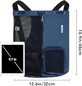 WANDF Swim Bag Mesh Drawstring Backpack with Wet Pocket Dark Blue view 5