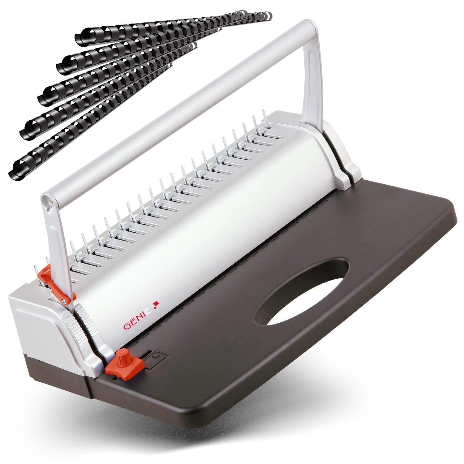 Genie CB 800 spiral binder (up to 145 sheets; DIN A4; incl. plastic binding set) silver/black