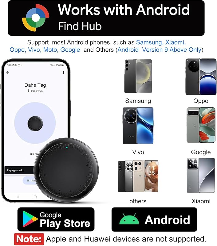 Air Tracker Android,4 Pezzi Smart tag Android Funziona con Google Dov'è App