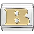 Fablinks Italian Bracelet Letter Charm, 9mm Gold Alphabet Charms, Jewelry Bracelets Links for Women, Stainless Steel Initials Link Letters for Men