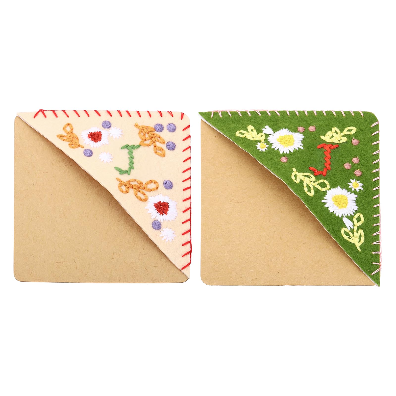 PATIKIL 2pcs Corner Bookmark, Letter Book Mark Personalized Embroidered Bookmark Cute Letter Book Mark Flower Felt Triangle for Reading Women Men Book Lovers Gift Teacher, Letter J