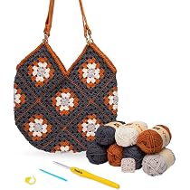 Crochet Kit For Beginners - DIY Crochet Purse Making Kit With Yarn, Hook, Handles & Tutorial, Boho Beach Bag