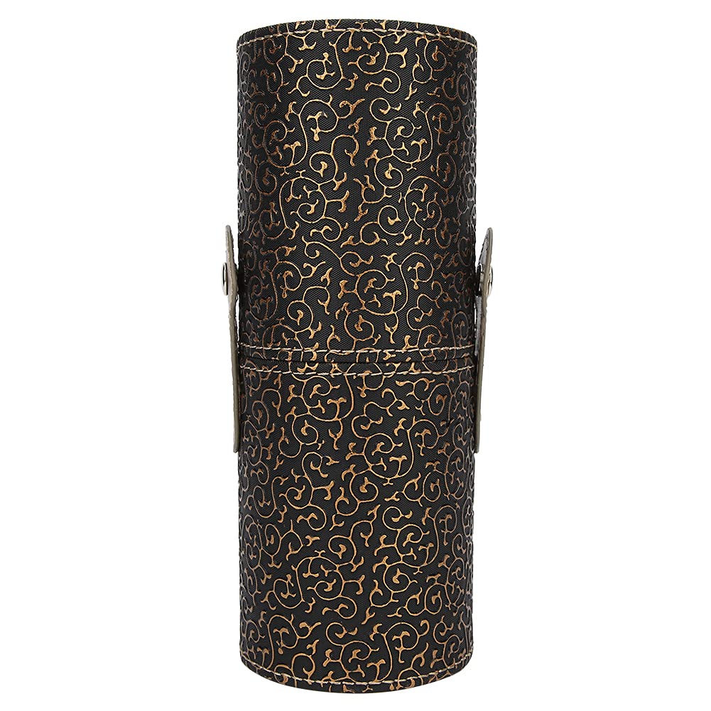 Portable PU Leather Makeup Brush Holder - Elegant Travel Cosmetic Container for Brushes, Lightweight & Organized, Perfect for On-the-Go Use(18x7cm/7.1x2.8in)(Bronze)