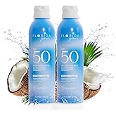 Florida Glow SPF 50 Sunscreen Spray- Hawaii 104 Reef Act & Florida Keys Compliant Broad Spectrum Water Resistant Sport Sun screen - Child Friendly PABA Free & Oxybenzone Free (5.5 Fl Oz 2-pack)