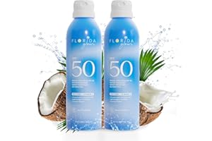 FLORIDA SALT SCRUBS Florida Glow SPF 50 Sunscreen Spray- Hawaii 104 Reef Act & Florida Keys Compliant Broad Spectrum Water Resistant Sport Sun screen - Child Friendly PABA Free & Oxybenzone Free (5.5 Fl Oz 2-pack)