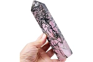 FZBHRO Rhodonite Stone Towers Large Crystal Point Obelisk 6 Faceted Healing Crystal Stone Wand for Meditation Gift 1.3-1.7 Pound