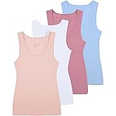 Comfneat Women's 4-Pack Slim-Fit Basic Tanks Cotton Casual Comfy Top Underwear Vests