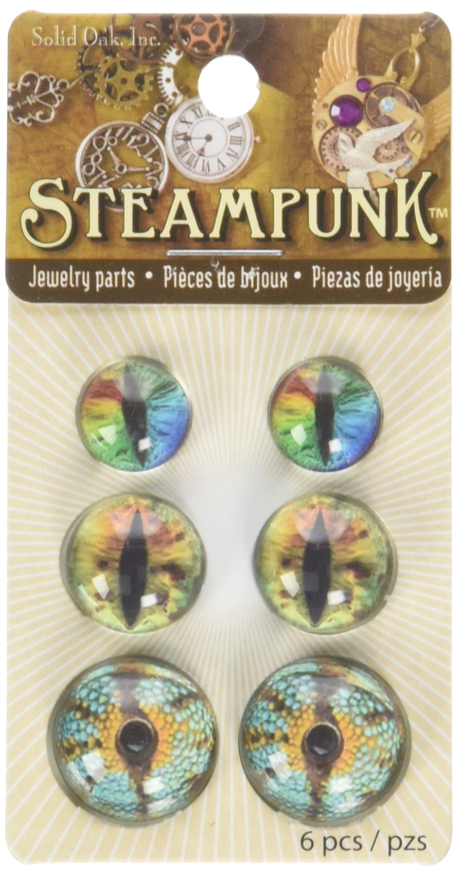 Solid Oak Steampunk Acrylic Accents Dragon Eyes Brights, Multicoloured, 0.27 x 1.9 x 3.4 cm